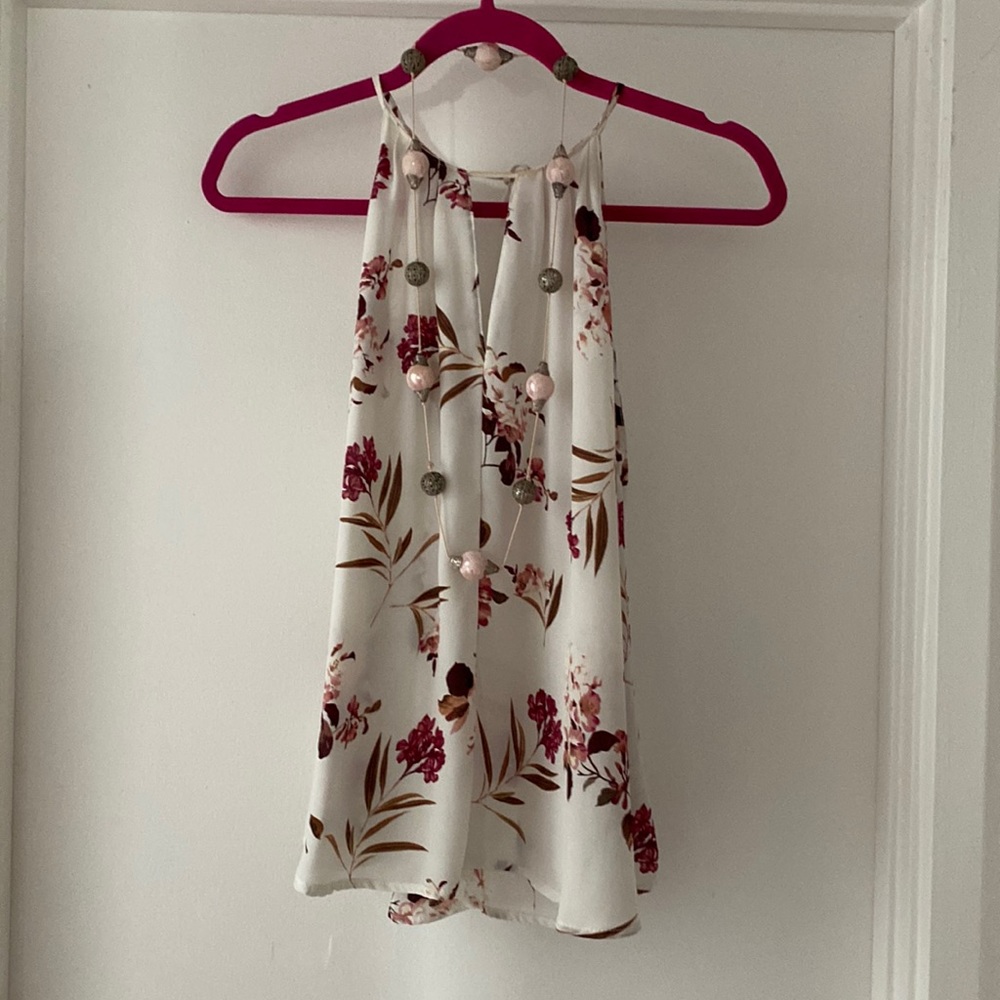 Top Halter-Type Floral Sleeveless